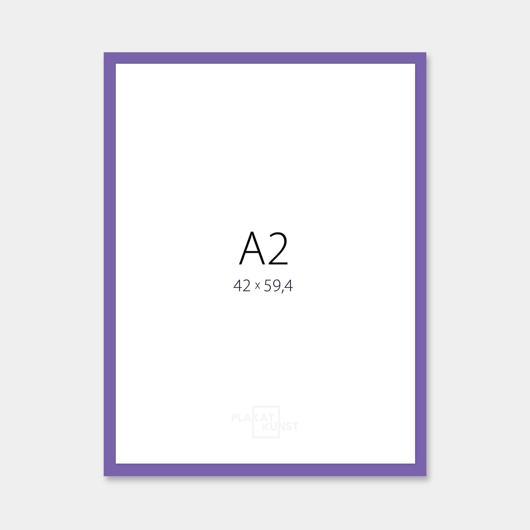 Purple glossy wooden frame - Narrow (14 mm) - A2 (42x59.4 cm)