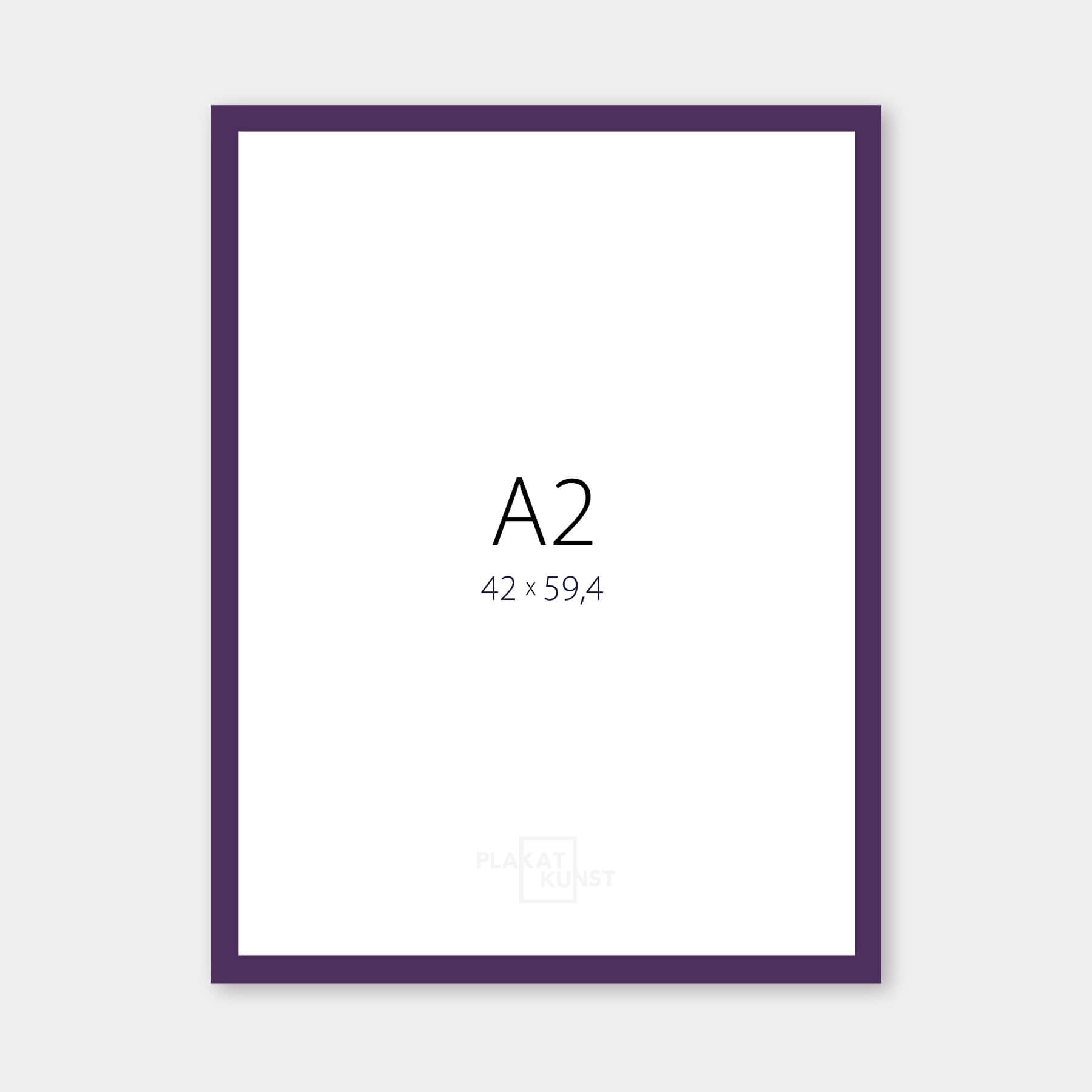 Purple matte wooden frame - Narrow (15 mm) - A2 (42x59.4 cm)