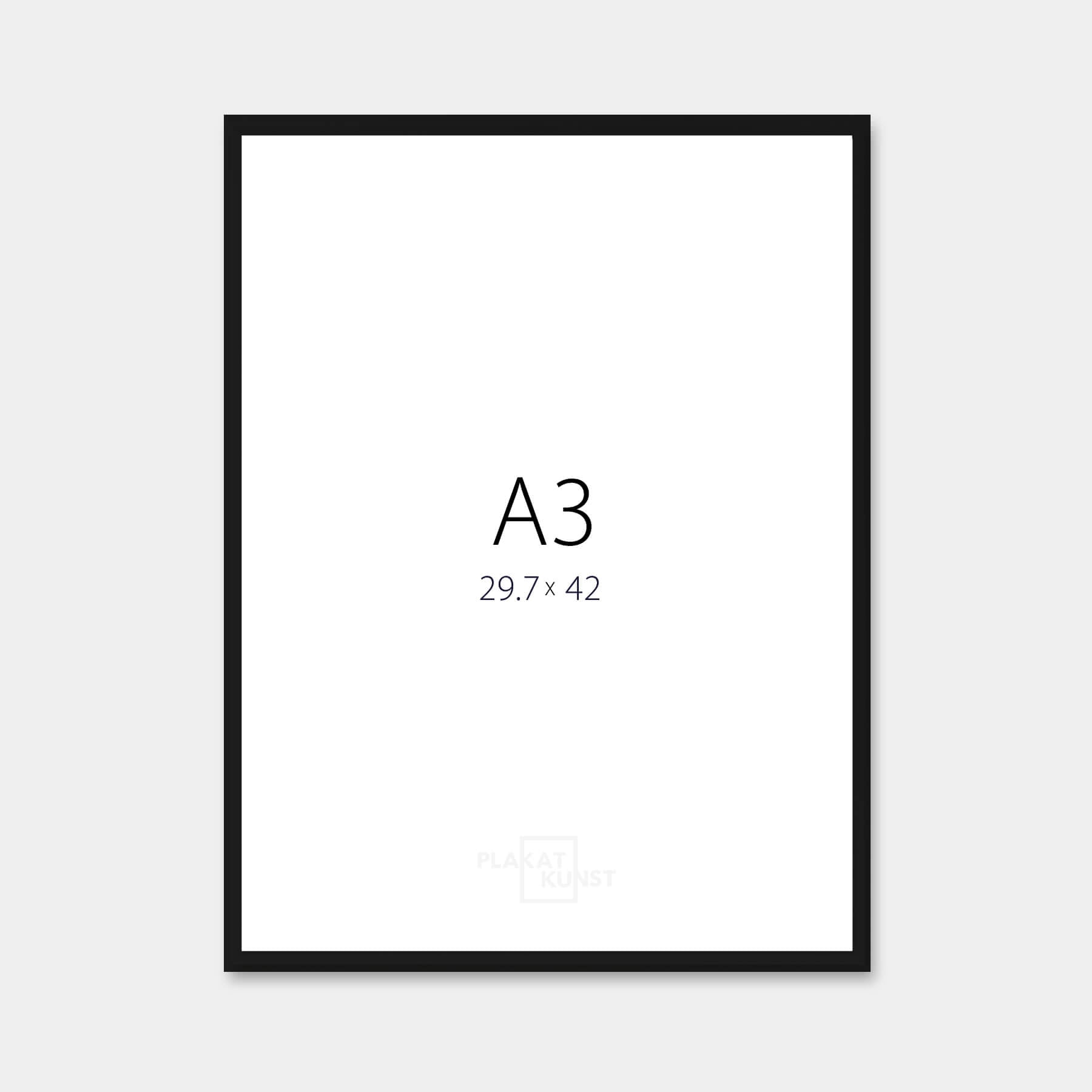 Black aluminum frame – Narrow (9 mm) – A3 (30×42 cm)