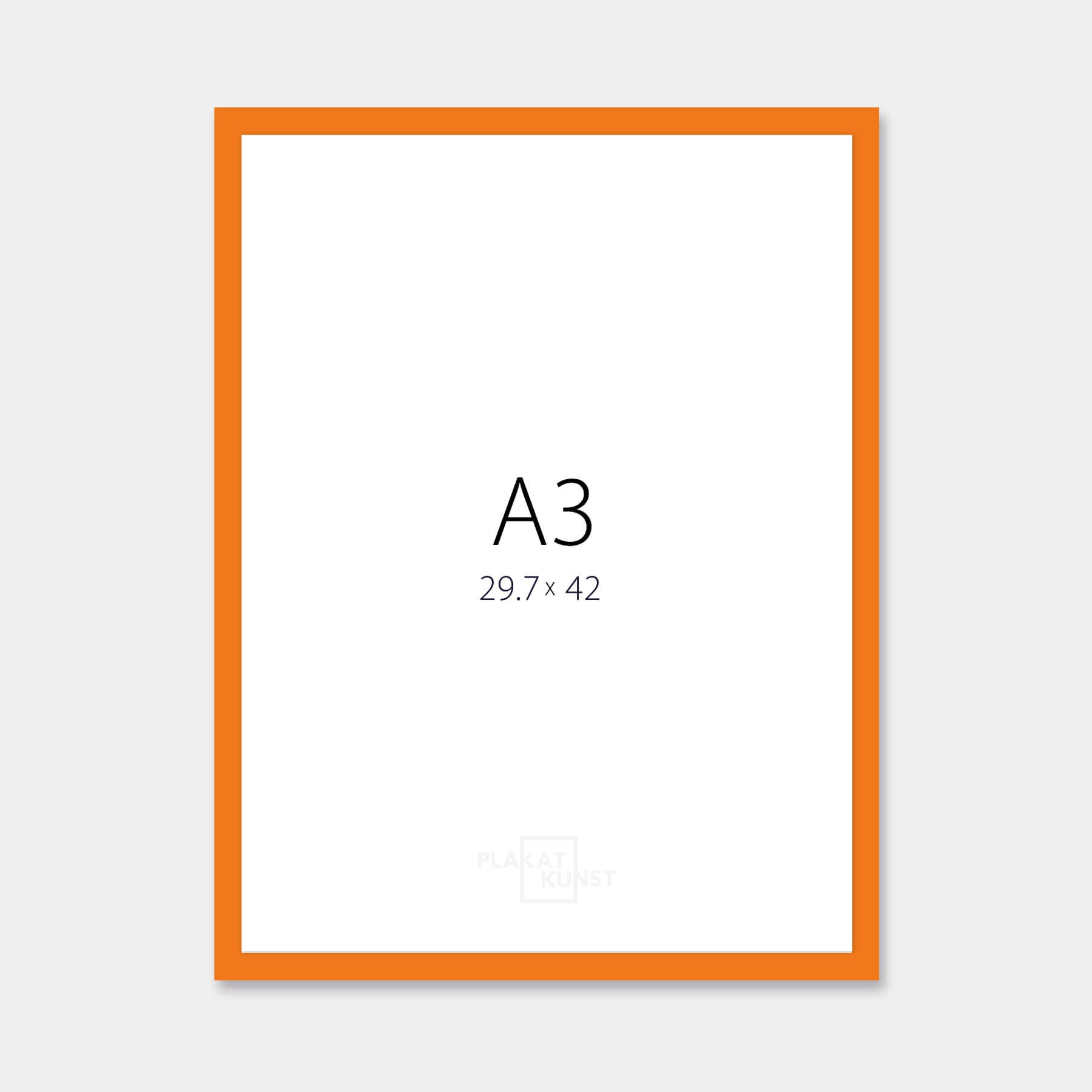 Orange glossy wooden frame – Narrow (14 mm) – A3 (30×42 cm)