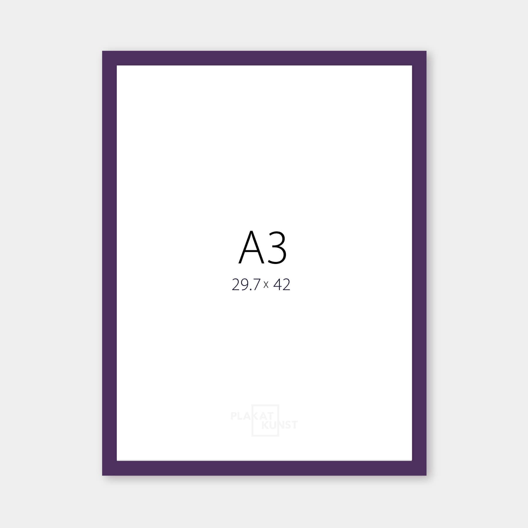 Purple matte wooden frame – Narrow (15 mm) – A3 (30×42 cm)