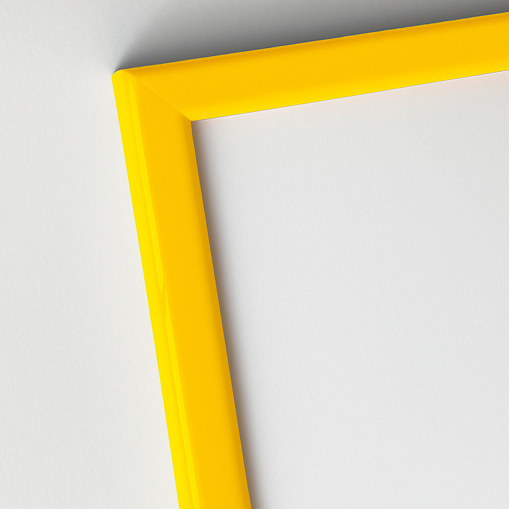 Yellow glossy wooden picture frame - 50x70 cm | PlakatKunst.com