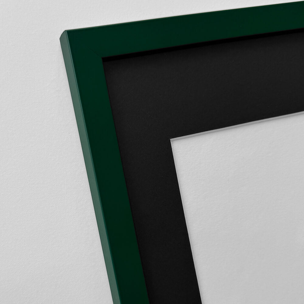 Dark green matte wooden frame - Narrow (15 mm) - 28x35 cm