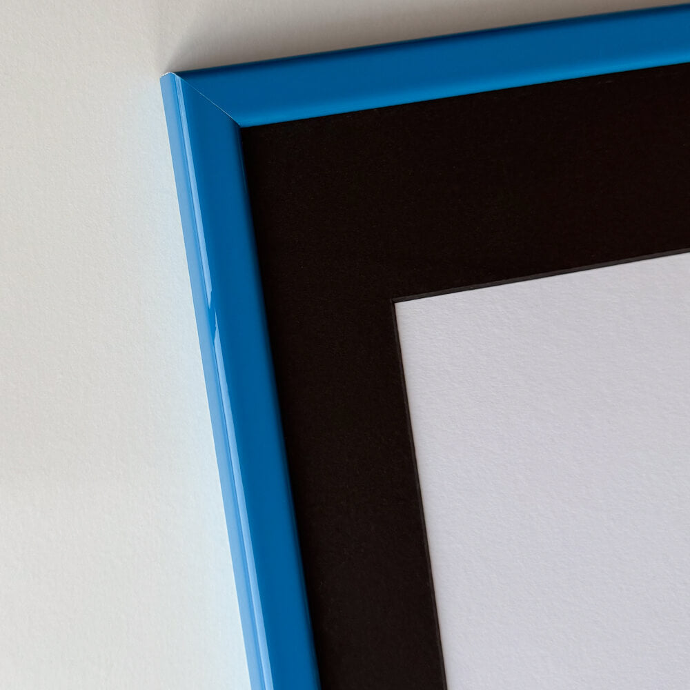 Blue glossy wooden frame - Narrow (14 mm) - 28x35 cm