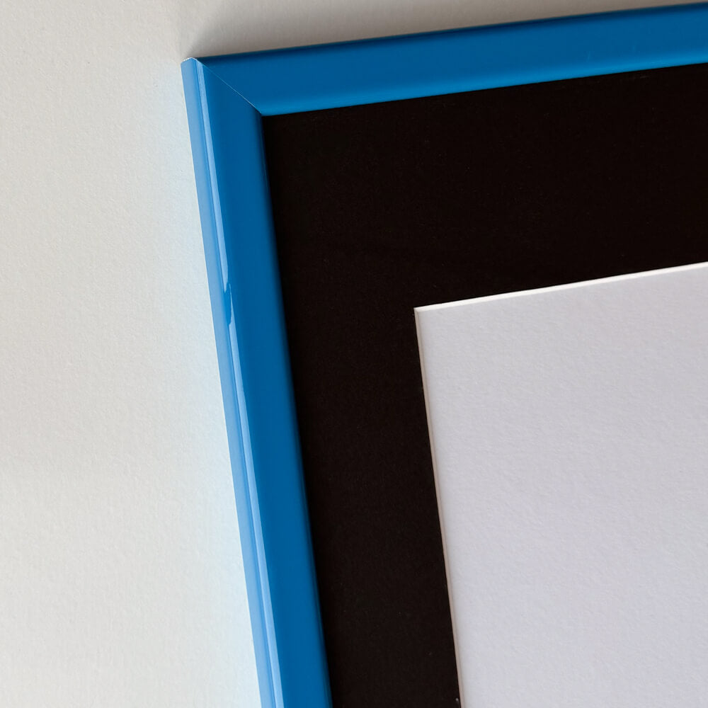 Blue glossy wooden frame - Narrow (14 mm) - 30×30 cm