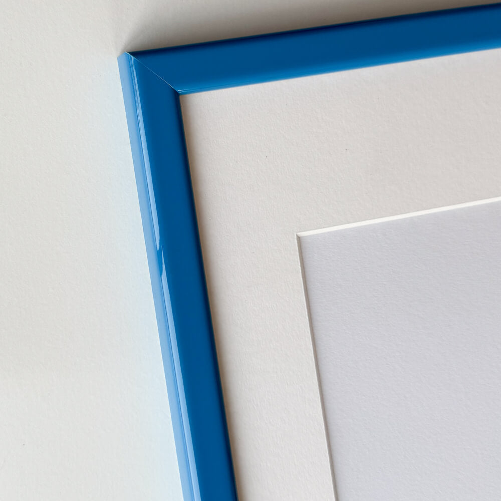 Blue glossy wooden frame - Narrow (14 mm) - 60×60 cm