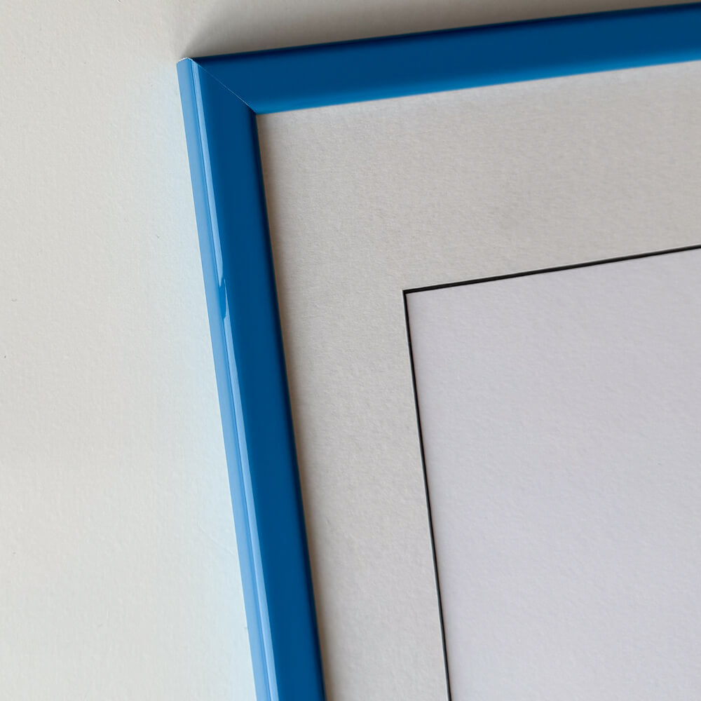 Blue glossy wooden frame - Narrow (14 mm) - 40×50 cm