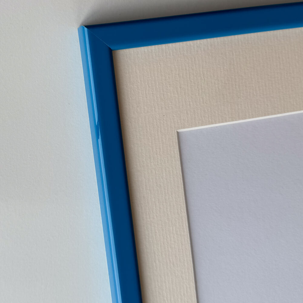 Blue glossy wooden frame - Narrow (14 mm) - 50x70 cm