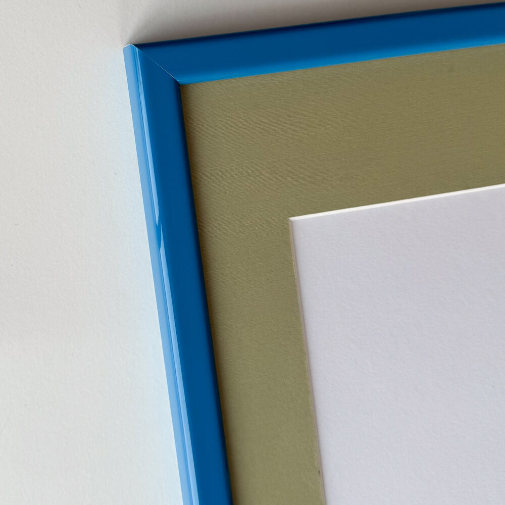 Blue glossy wooden frame - Narrow (14 mm) - 60×60 cm