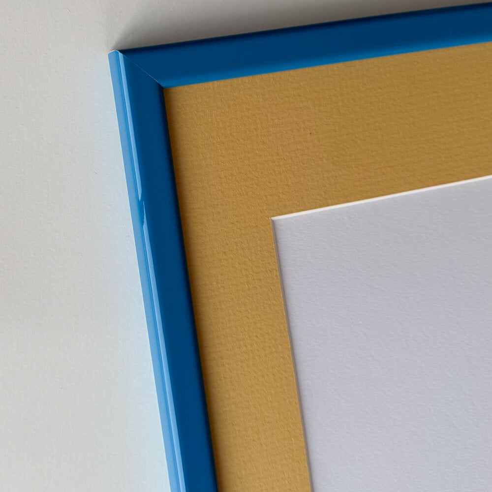 Blue glossy wooden frame - Narrow (14 mm) - 50×60 cm