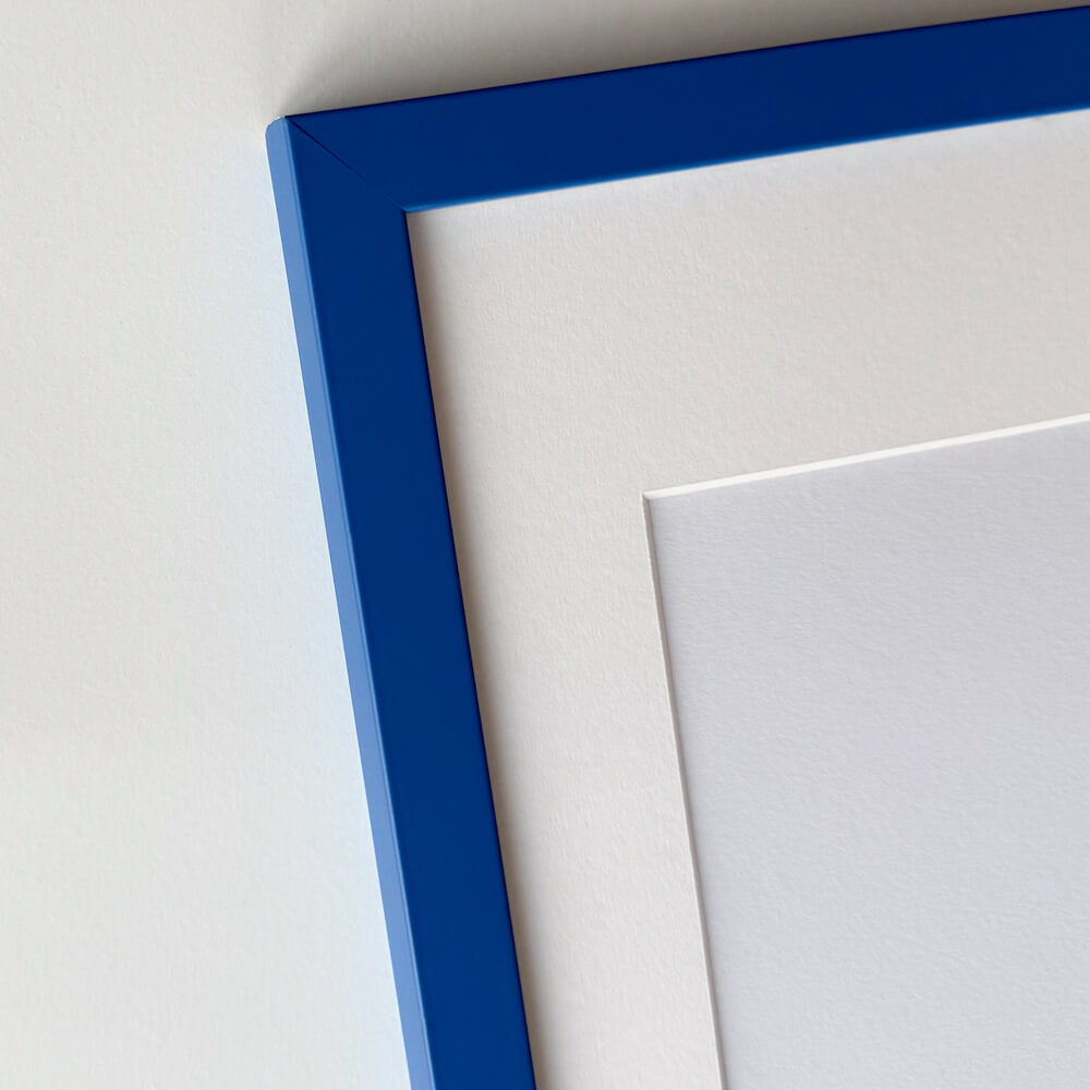 Blue matte wooden frame - Narrow (15 mm) - Custom size