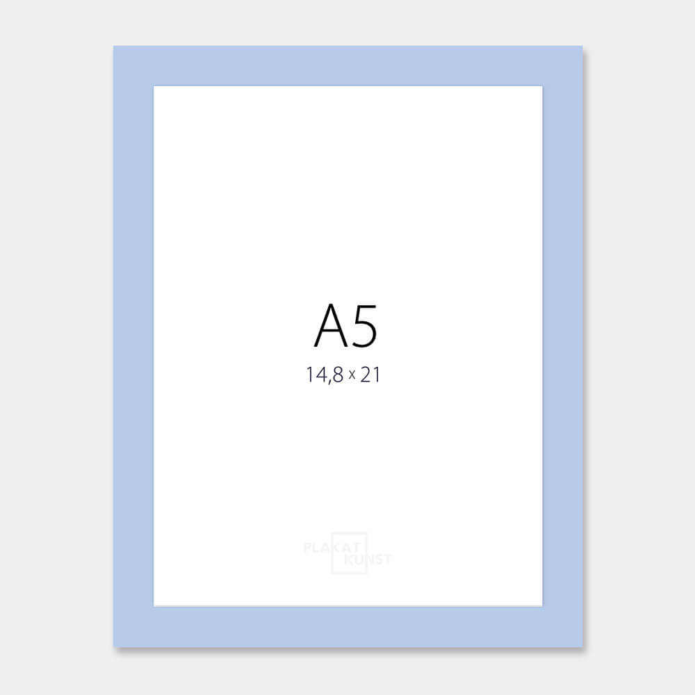 Light blue matte wooden frame - Narrow (15 mm) - A5 (14.8x21 cm)