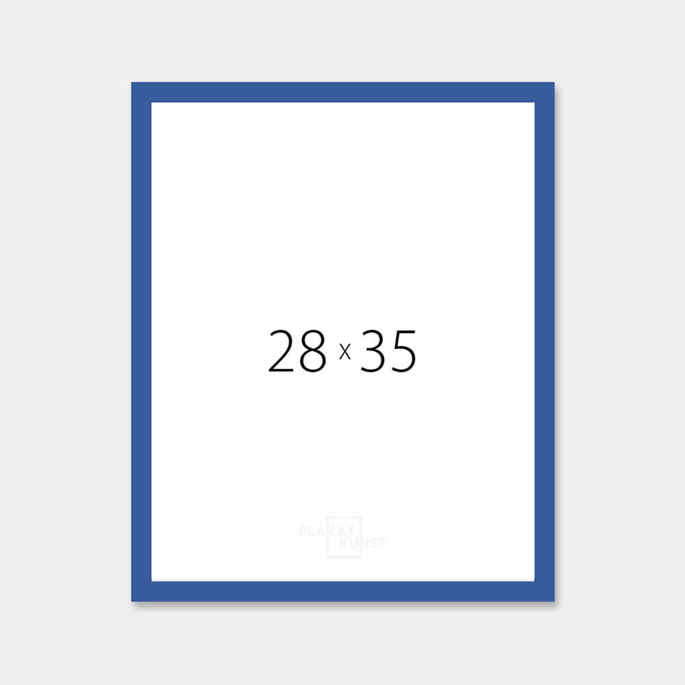 Blue matte wooden frame - Narrow (15 mm) - 28x35 cm