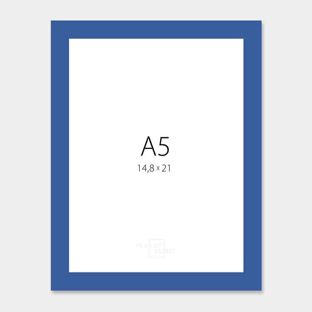 Blue matte wooden frame - Narrow (15 mm) - A5 (14.8x21 cm)