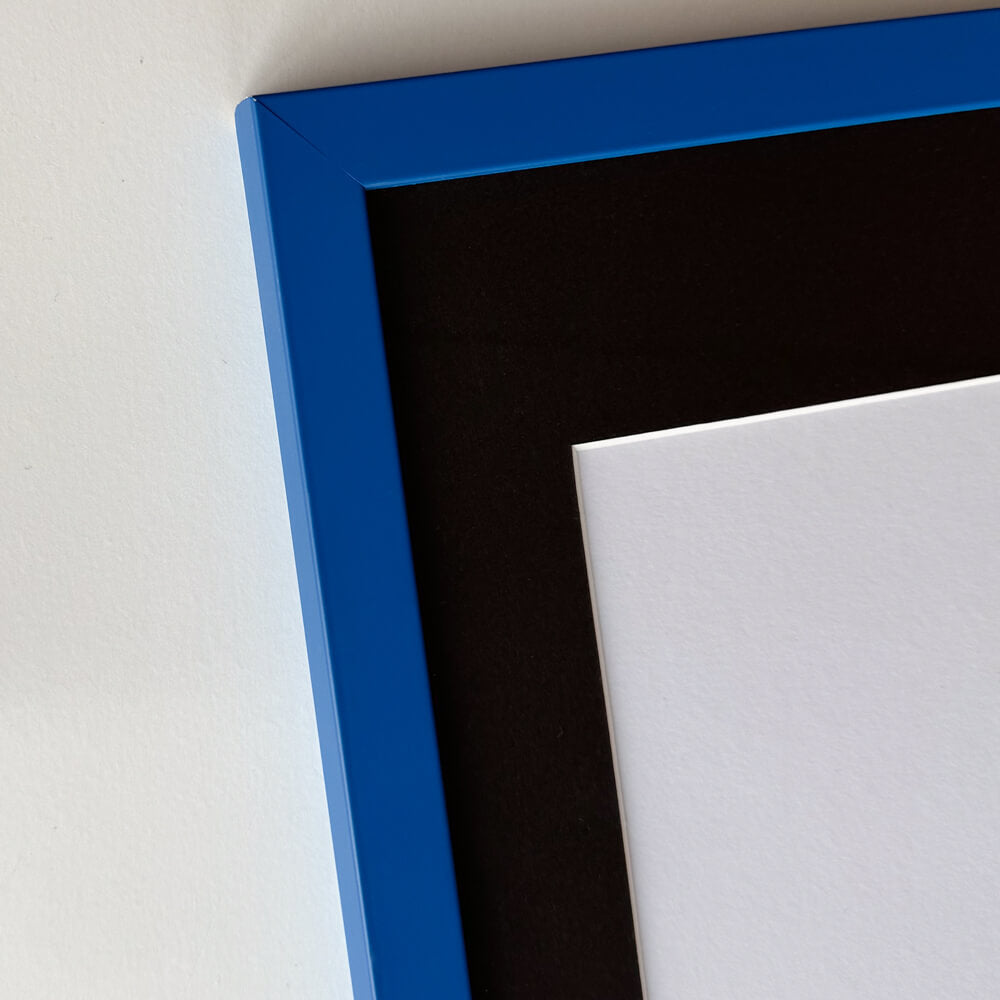 Blue matte wooden frame - Narrow (15 mm) - 40×50 cm