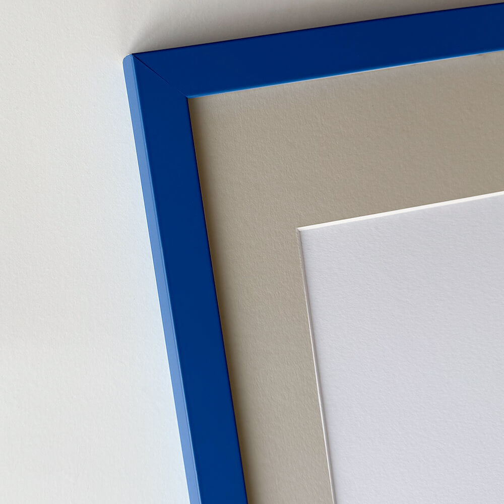 Blue matte wooden frame - Narrow (15 mm) - A4 (21x29.7 cm)