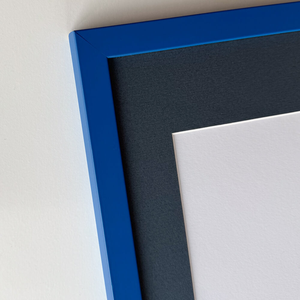Blue matte wooden frame - Narrow (15 mm) - A4 (21x29.7 cm)