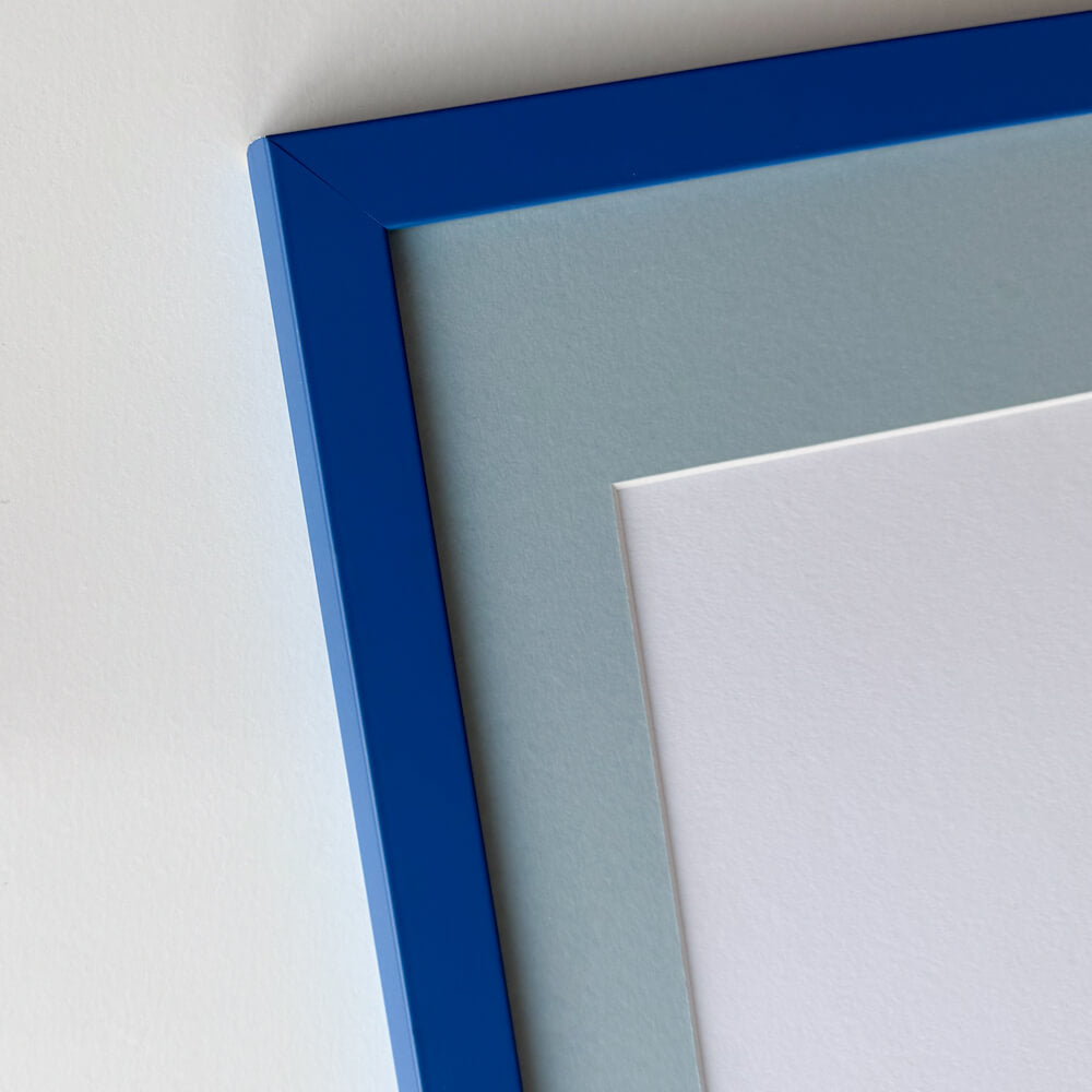 Blue matte wooden frame - Narrow (15 mm) - A4 (21x29.7 cm)