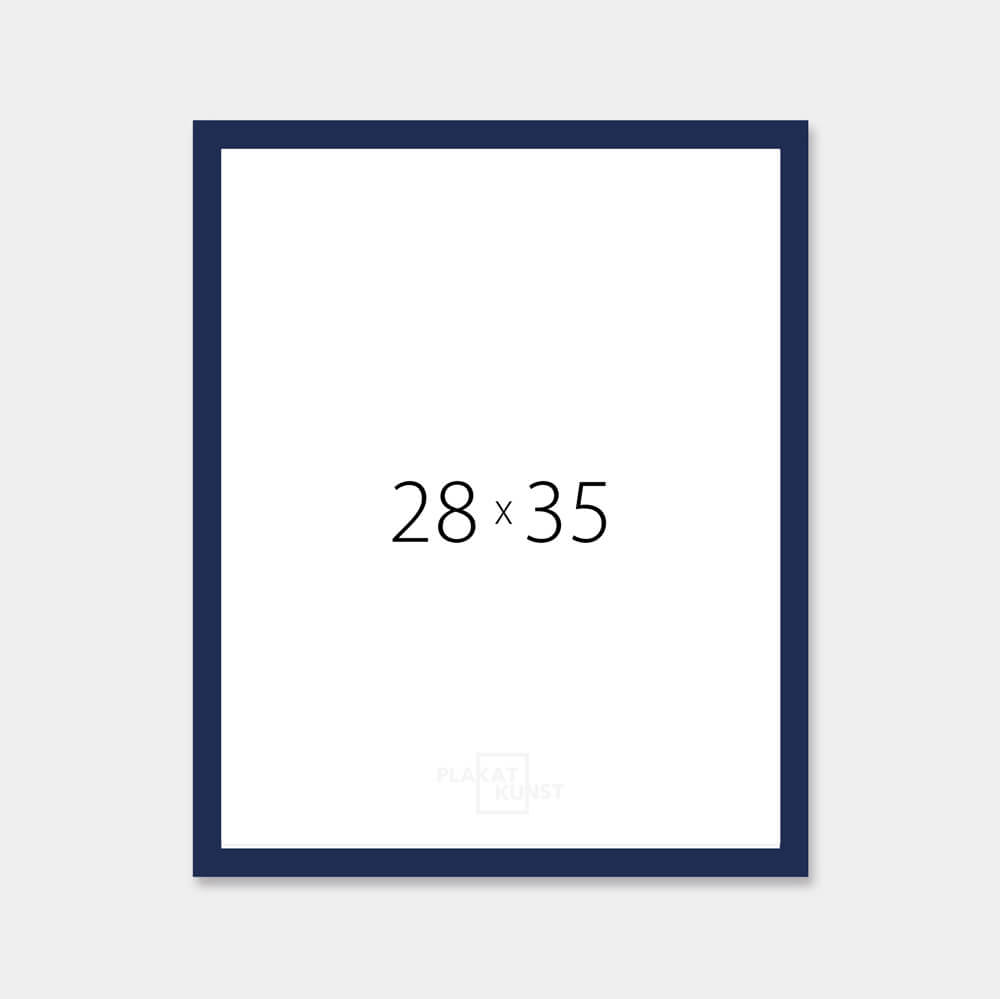 Dark blue glossy wooden frame - Narrow (14 mm) - 28x35 cm