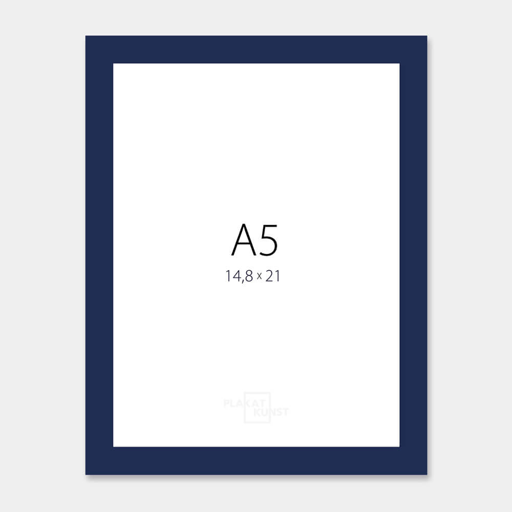 Dark blue glossy wooden frame - Narrow (14 mm) - A5 (14.8x21 cm)