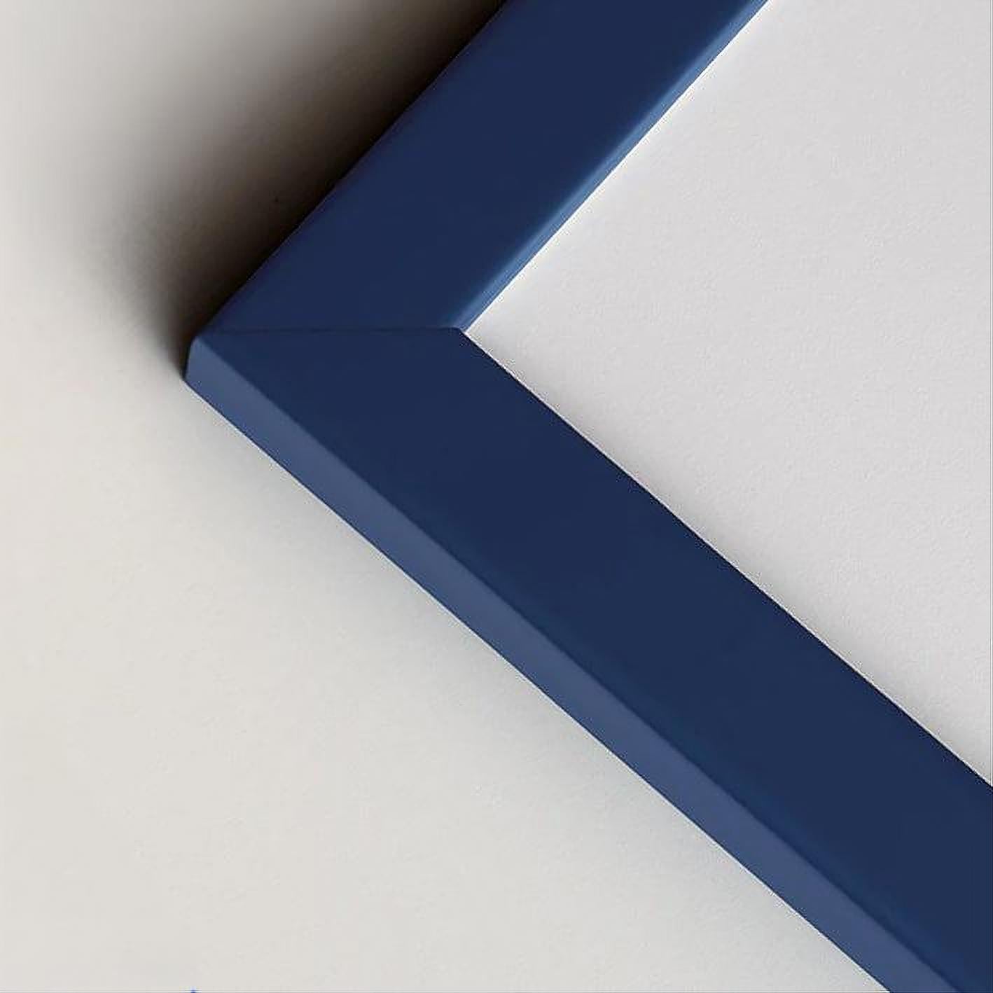 Matte dark blue wooden frame - Narrow (15 mm) - Custom size