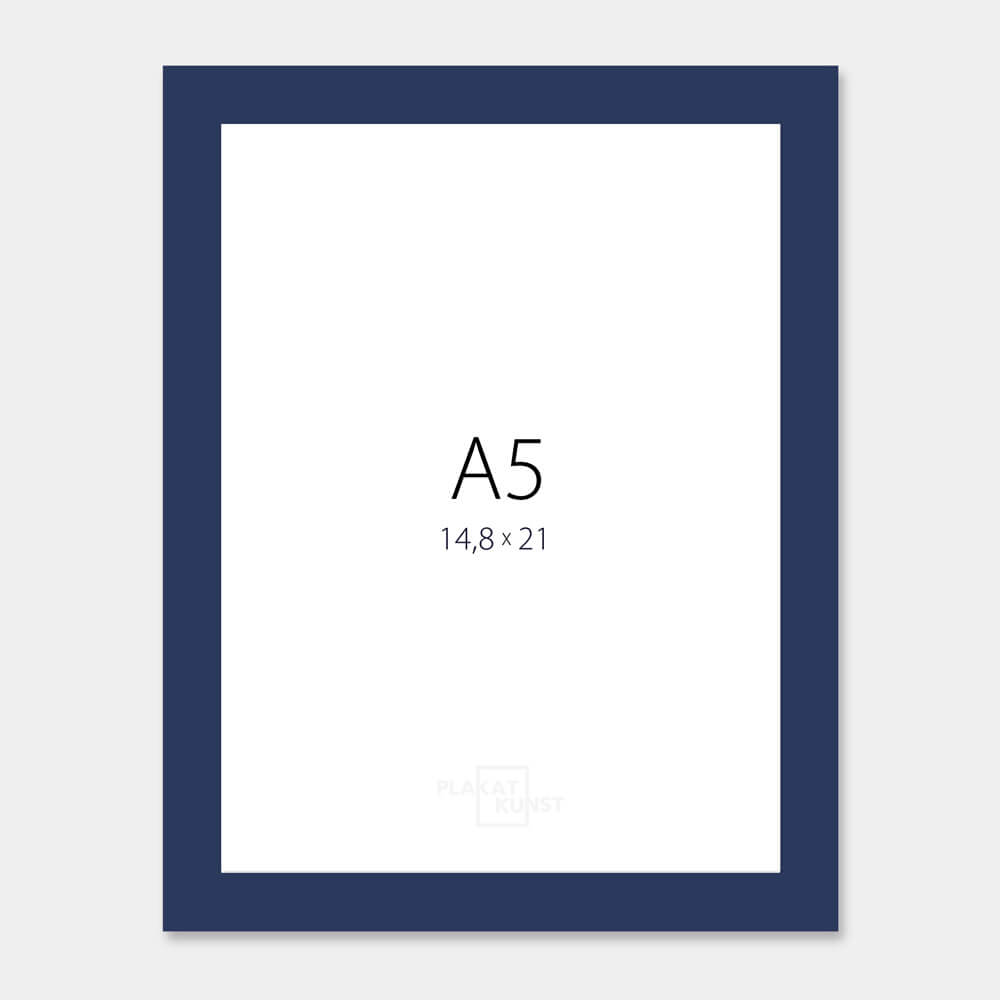 Dark blue matte wooden frame - Narrow (15 mm) - A5 (14.8x21 cm)