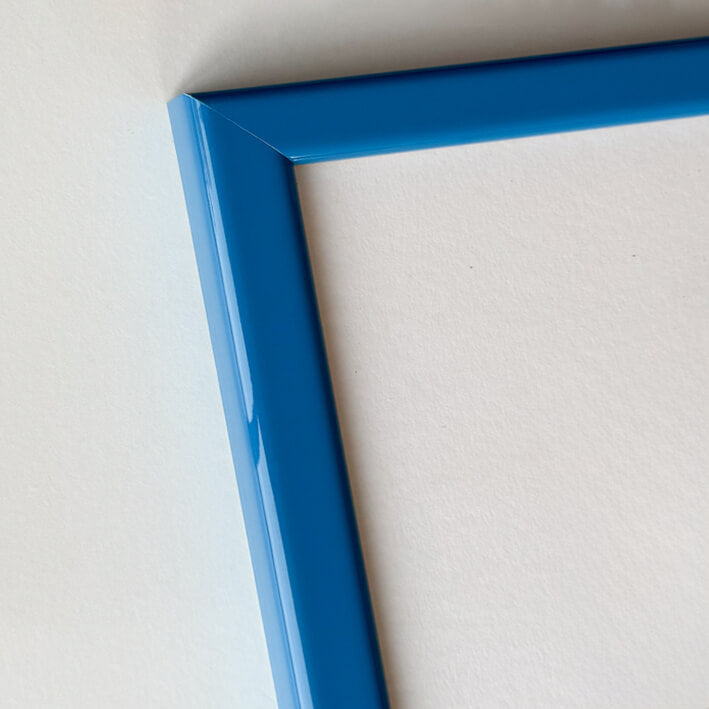 Blue glossy wooden frame - Narrow (13 mm) - 28x35 cm
