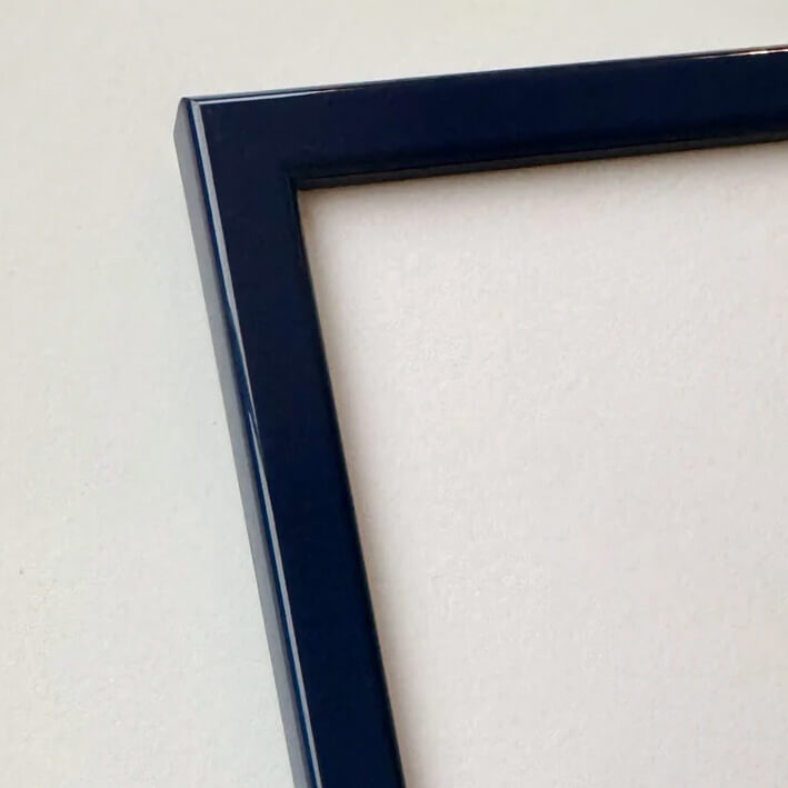 Dark blue glossy wooden frame - Narrow (13 mm) - 28x35 cm