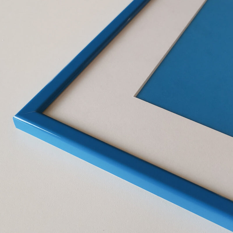 Blue glossy wooden frame - Narrow (14 mm) - 30×40 cm
