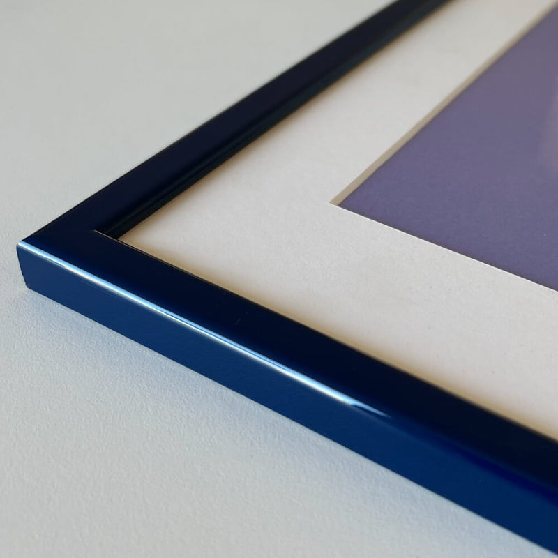 Dark blue glossy wooden frame - Narrow (14 mm) - 30×40 cm