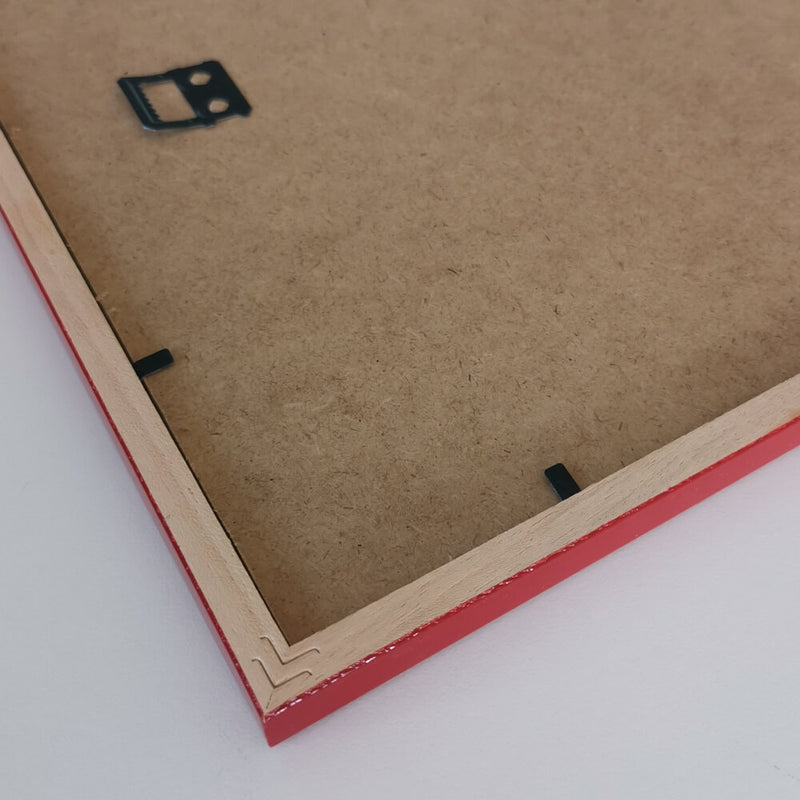 Dark red glossy wooden frame - Narrow (14 mm) - 30×40 cm