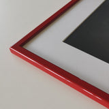 Dark red glossy wooden frame - Narrow (14 mm) - 50×50 cm
