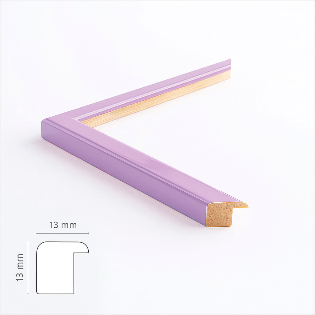 Pink glossy wooden frame - Narrow (13 mm) - Custom size