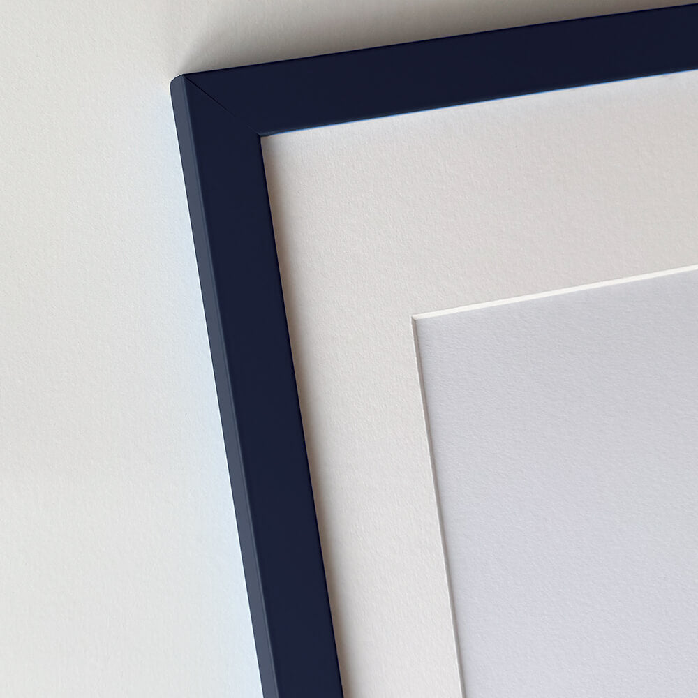 Matte dark blue wooden frame - Narrow (15 mm) - Custom size