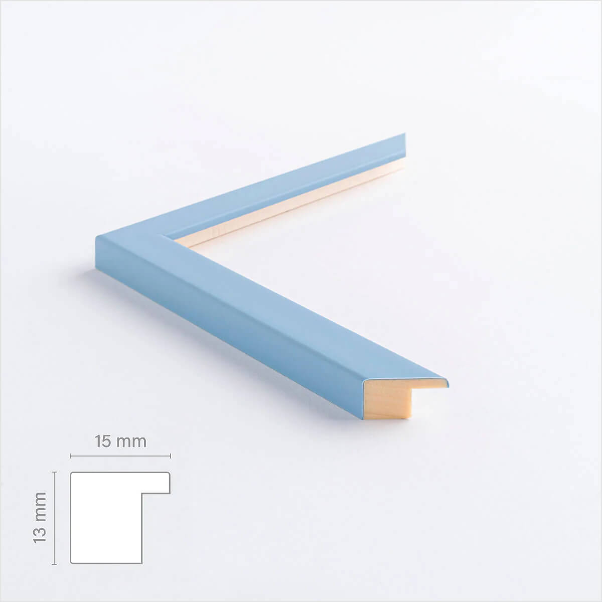 Light blue matte wooden frame - Narrow (15 mm) - 60x80 cm