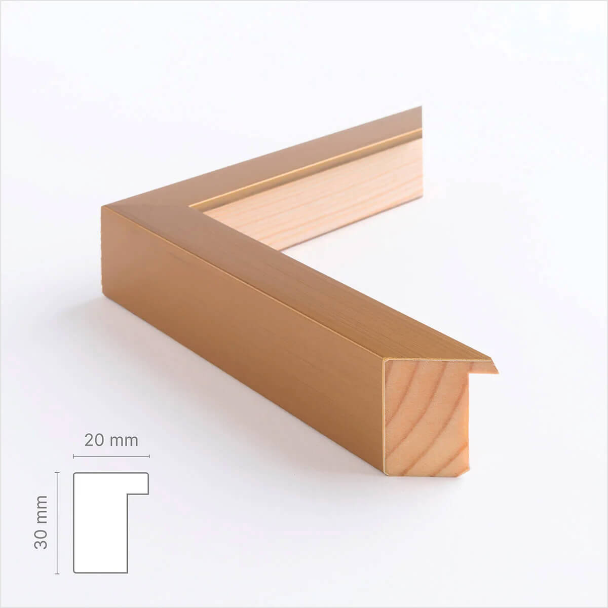 Dark gold wooden frame - Wide (20 mm) - Custom size