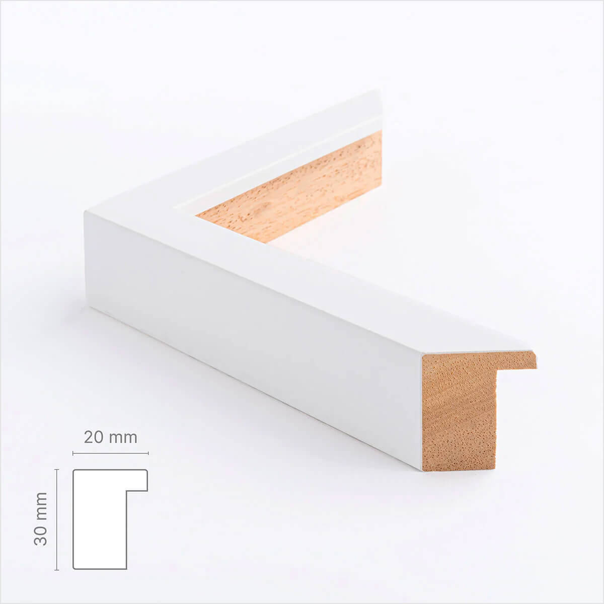 White wooden frame - Wide (20 mm) - 100x100 cm