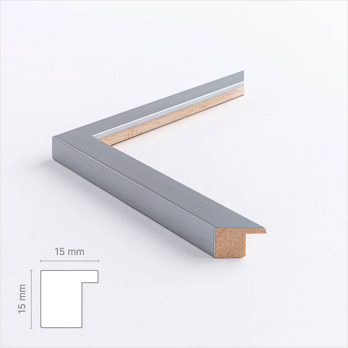 Silver wooden frame - Narrow (15 mm) - Custom size