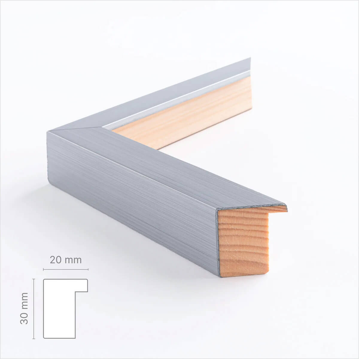 Silver wooden frame - Wide (20mm) - Custom size