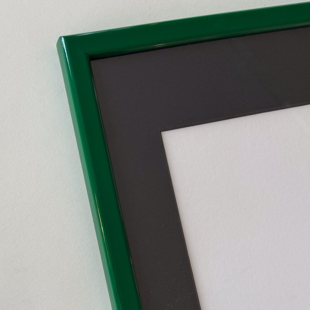 Dark green glossy wooden frame - Narrow (14 mm) - 50×50 cm