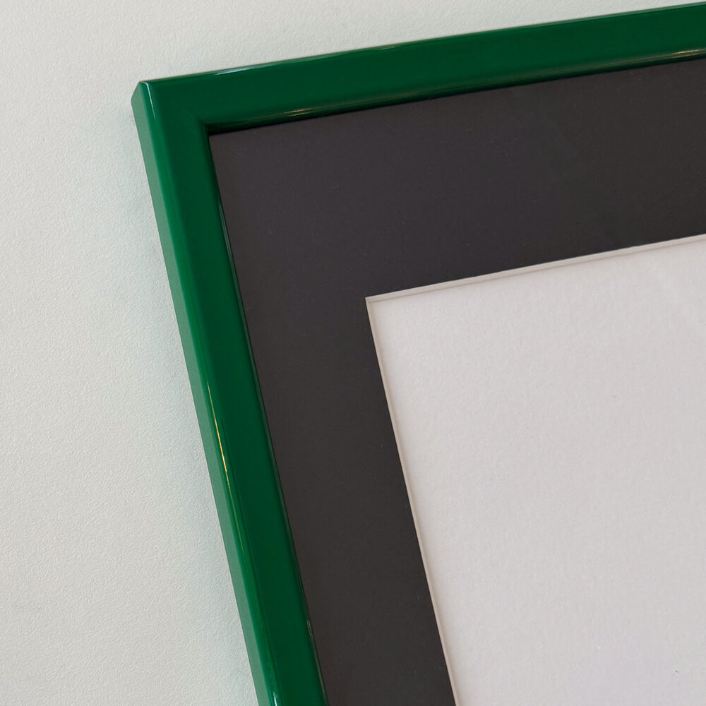 Dark green glossy wooden frame - Narrow (14 mm) - 50×60 cm