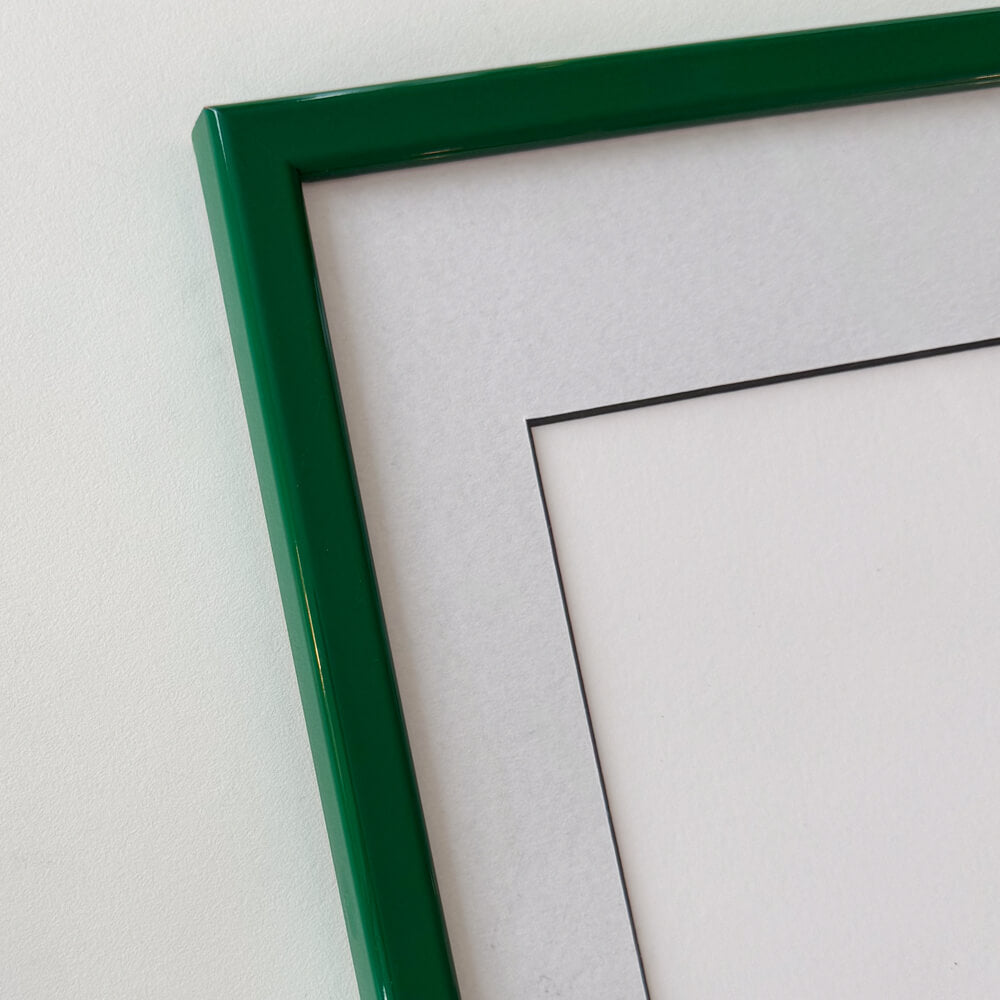 Dark green glossy wooden frame - Narrow (14 mm) - 50×60 cm