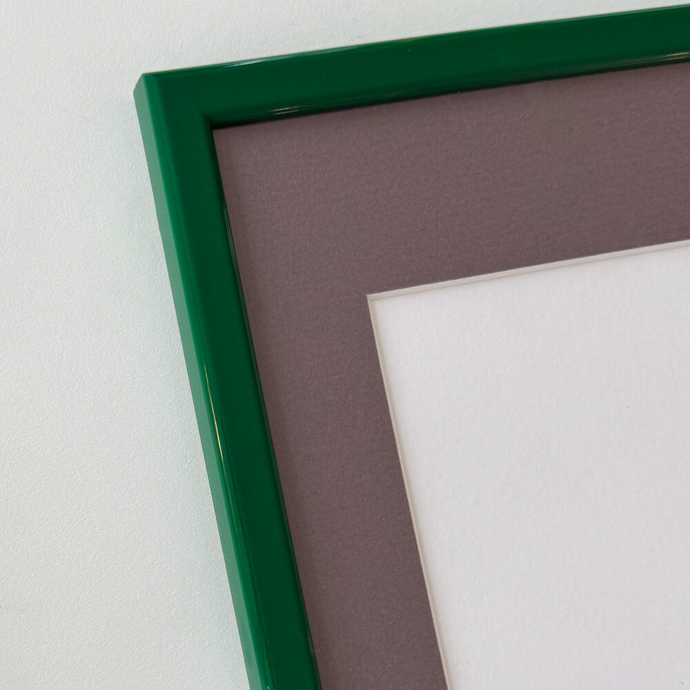 Dark green glossy wooden frame - Narrow (14 mm) - 50×50 cm