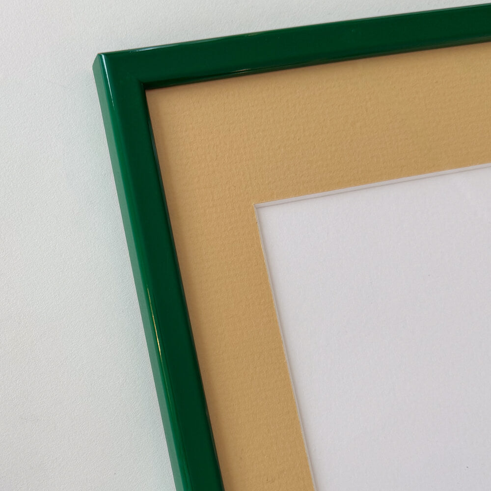 Dark green glossy wooden frame - Narrow (14 mm) - 50x70 cm