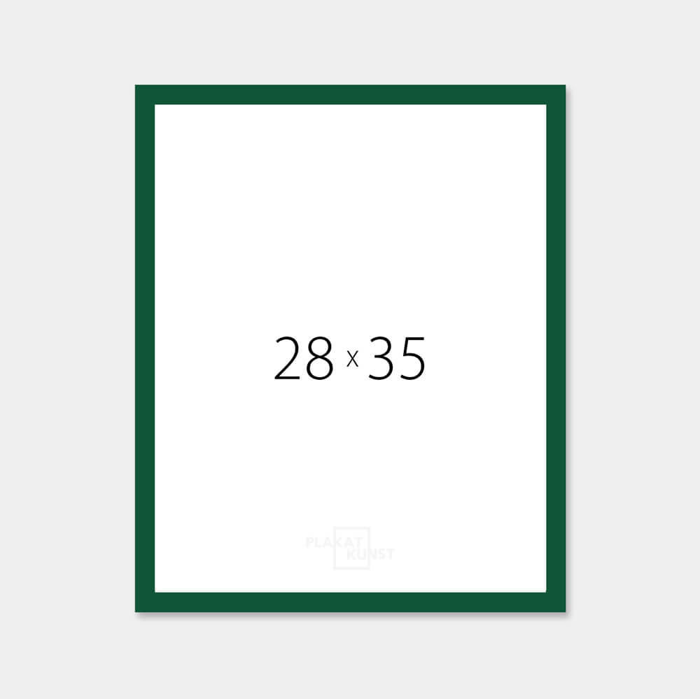 Green glossy wooden frame - Narrow (14 mm) - 28x35 cm