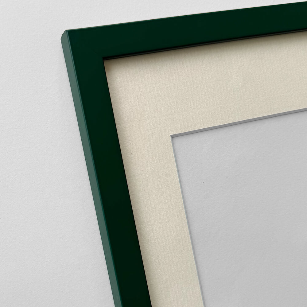 Dark green matte wooden frame - Narrow (15 mm) - A2 (42x59.4 cm)