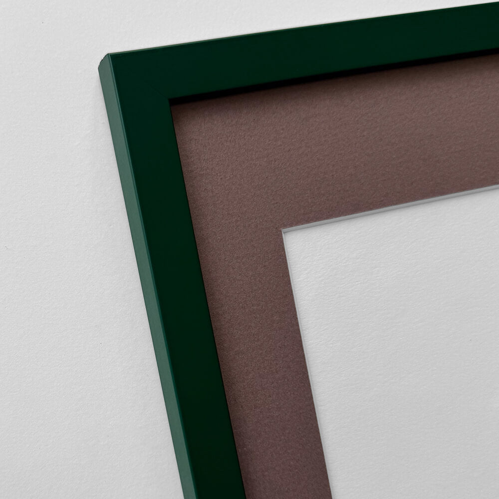 Dark green matte wooden frame - Narrow (15 mm) - A4 (21x29.7 cm)
