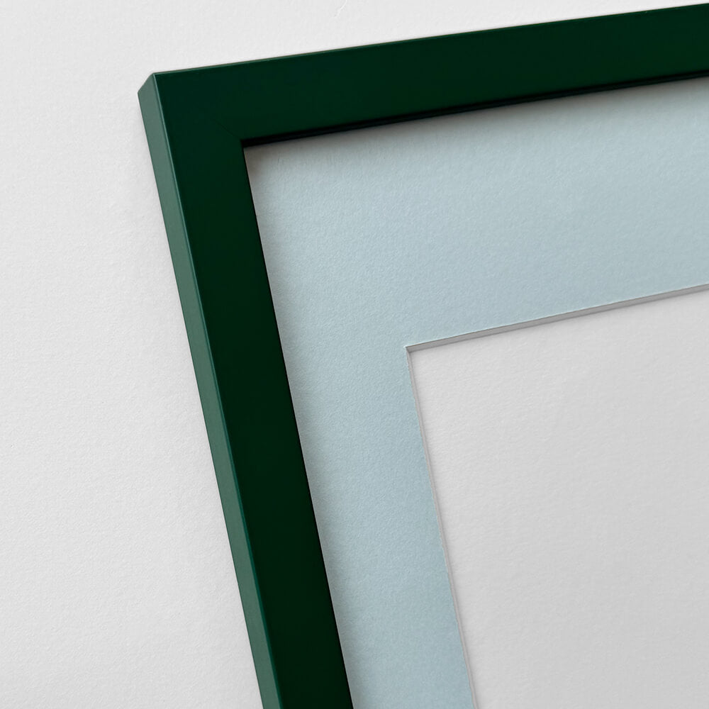 Dark green matte wooden frame - Narrow (15 mm) - Custom size