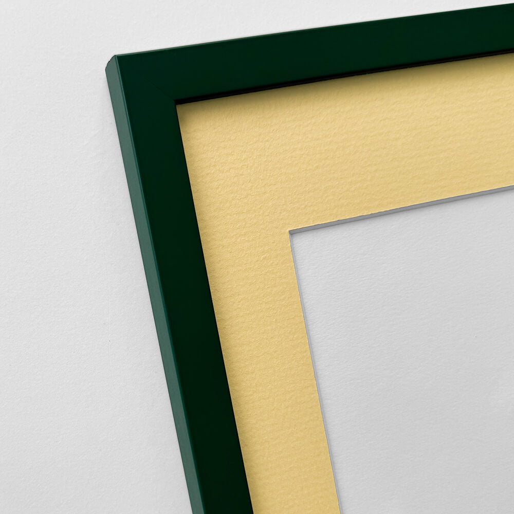 Dark green matte wooden frame - Narrow (15 mm) - A4 (21x29.7 cm)