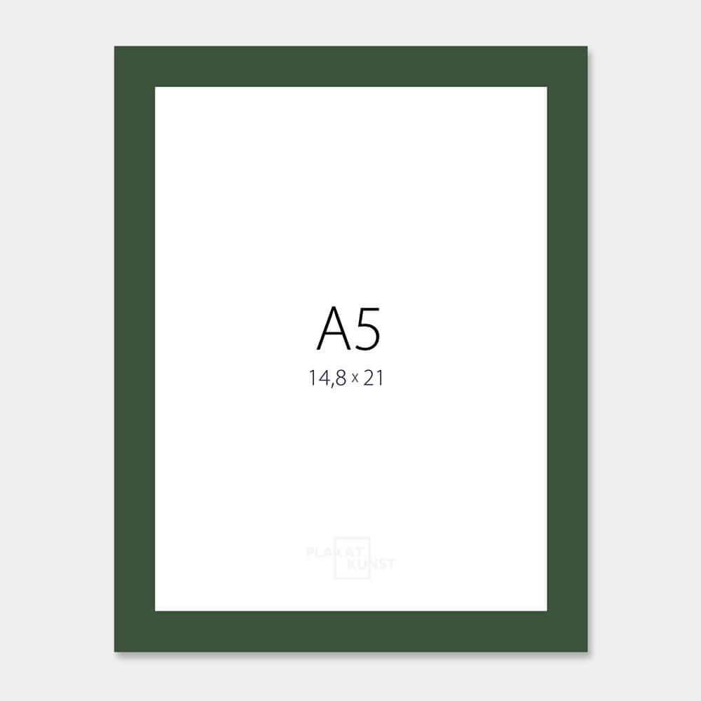 Dark green matte wooden frame - Narrow (15 mm) - A5 (14.8x21 cm)